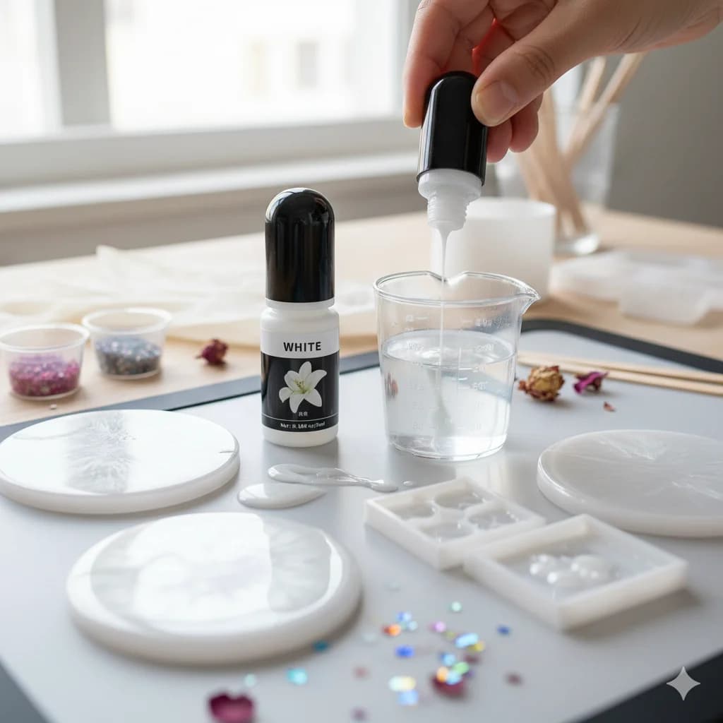 طقم راتنج الإيبوكسي والمصلب + صبغة بيضاء، خليط بنسبة 1:1، شفاف للصب في أعمال الحرف اليدوية/المجوهرات، يقلل الفقاعات، تسوية ذاتية سلسة - 4