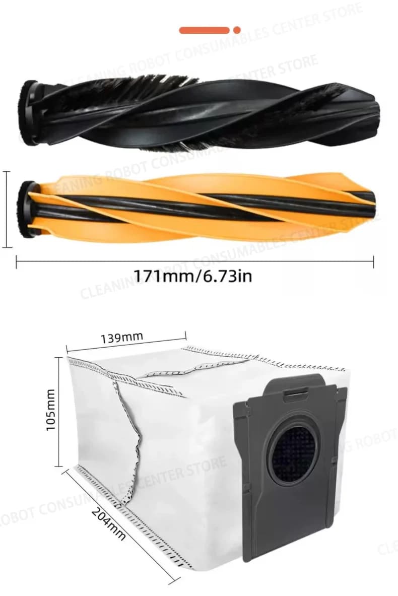 مجموعة كاملة من إكسسوارات مكنسة Dreame L40s Ultra / L40s Pro Ultra: فرشاة جانبية رئيسية، مرشح HEPA، أقمشة مسح، كيس غبار - 6