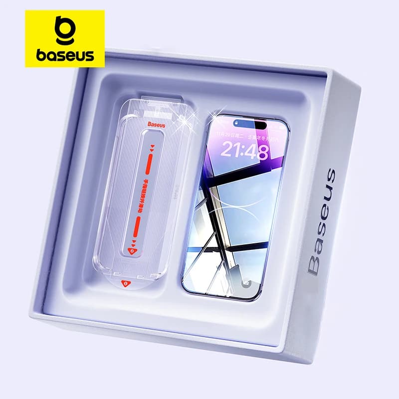 Baseus 0.4mm Corning Tempered Glass for iPhone 17 16 15 14 13 Pro Max Plus Screen Protector Anti-Peeping Auto Installation Film