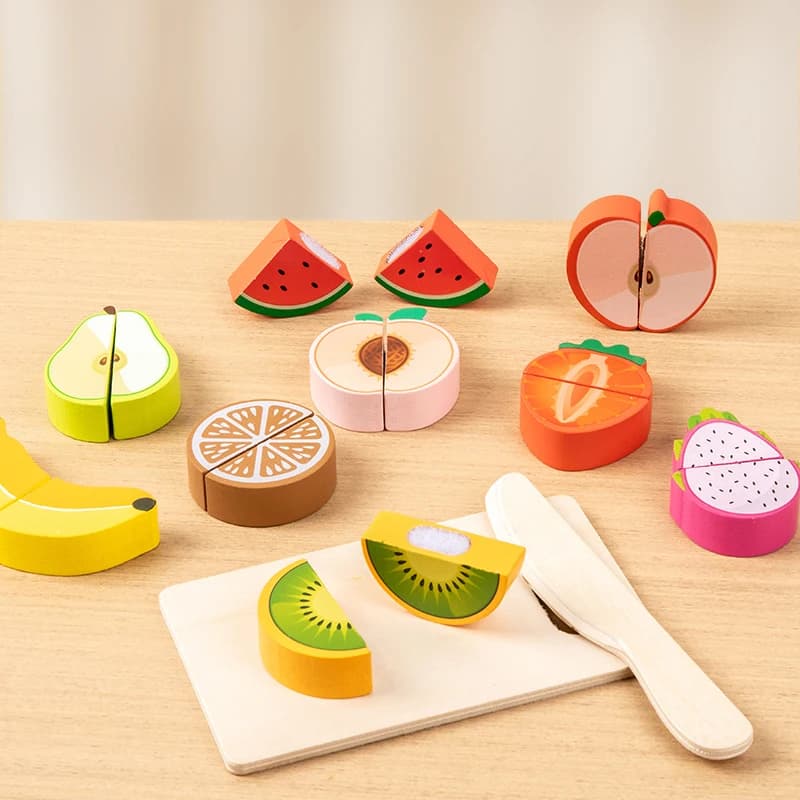 Wooden Kitchen Pretend Toy Simulation Cutting Fruit Food Game Velcro Play Kitchen Accessories Montessori Educational Toy For Kid - 2