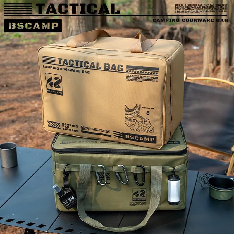 Multifunctional Camping Cookware Storage Bag Tactical Design Large Capacity Anti-Collision Gas Tank Carry Bag for Outdoor Picnic - 3