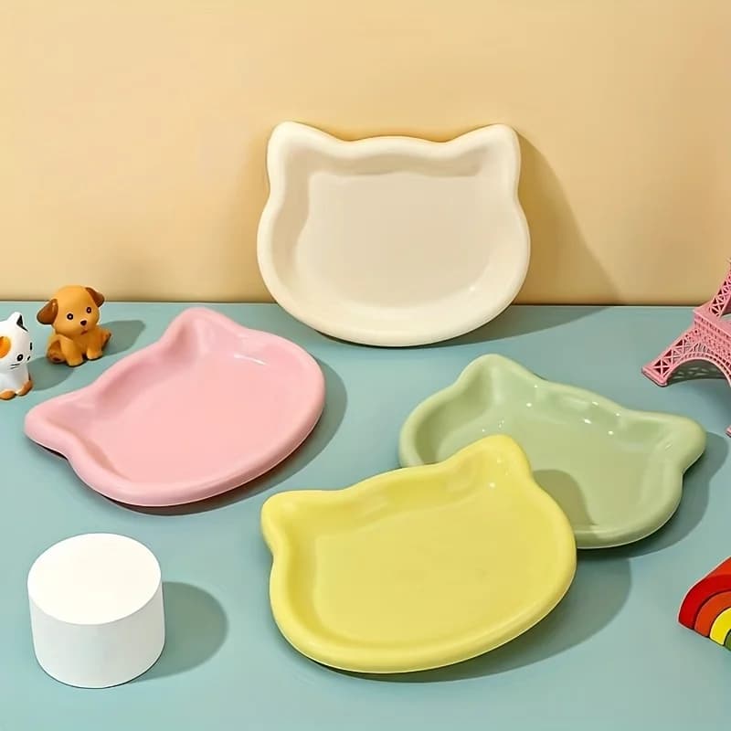 4-Color Pet Bowl Cat Food Dish Canned Snack Frozen Meal Plate for Dwarf Cats Premium Anti-Black-Nose Pet Dish Home Use Pet Bowl. - 5