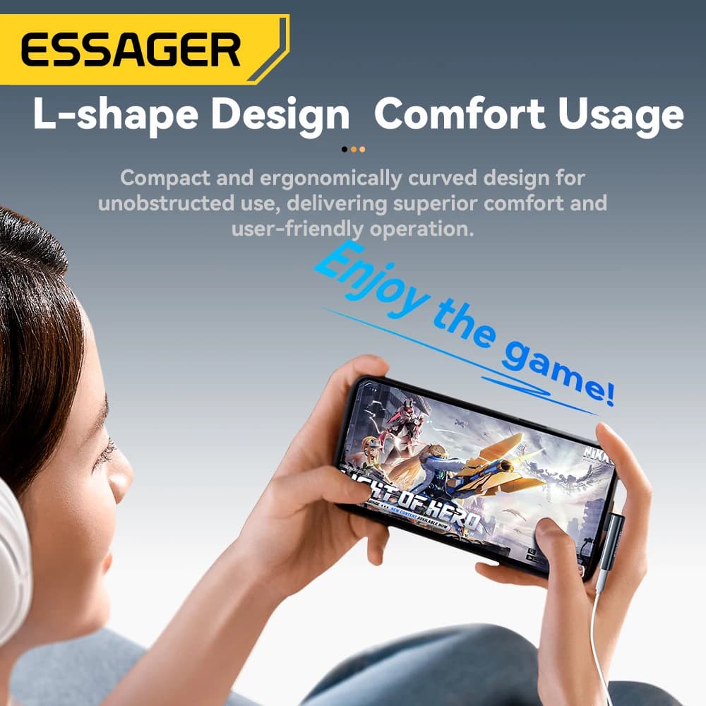Essager L-shape Type-C to 3.5mm Jack Audio Adapter for iPhone 16 15 Samsung Lightning to 3.5mm Headphone Adapter for iPhone 14 1 - 6