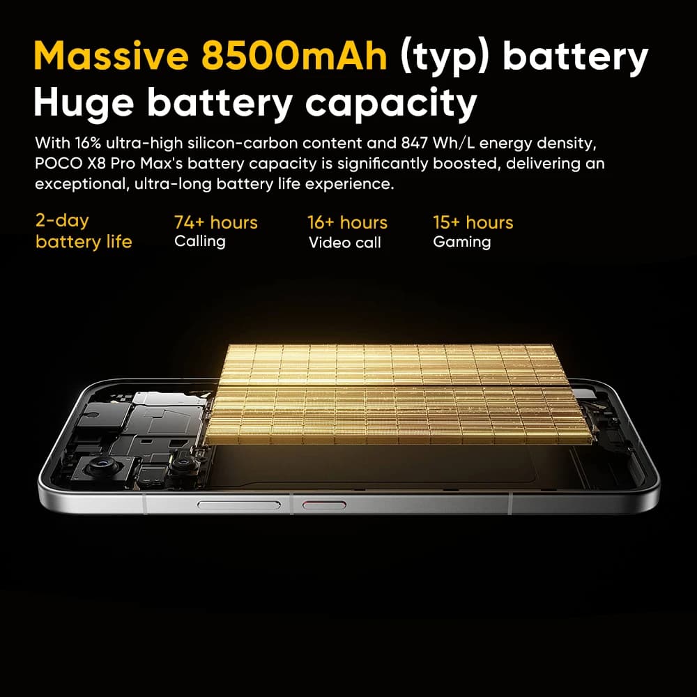【وصول جديد】الإصدار العالمي POCO X8 Pro Max هاتف ذكي 5G دايمنسي 9500s شاشة 6.83 بوصة AMOLED كاميرا 50 ميجابكسل بطارية 8500 مللي أمبير شحن فائق 100 واط - 3