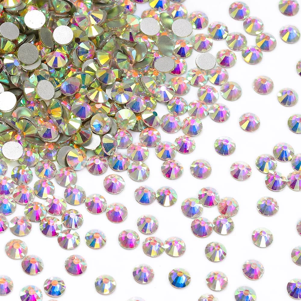 QIIY Round SS3-SS30 High Quality Glass Rhinestones Super Bright Crystal Non-hotfix Flatback Glue On 3D Stones For DIY Nail Art - 2
