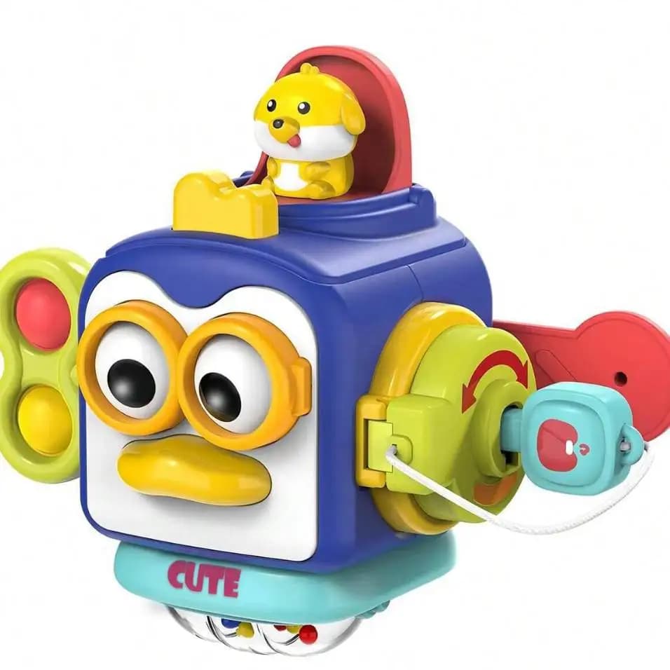 مكعب لوحة مشغول للرضع ألعاب حسية مونتيسوري أنشطة تعليمية للتعلم لعبة سفر صندوق قفل مهارات الحركات الدقيقة - 4