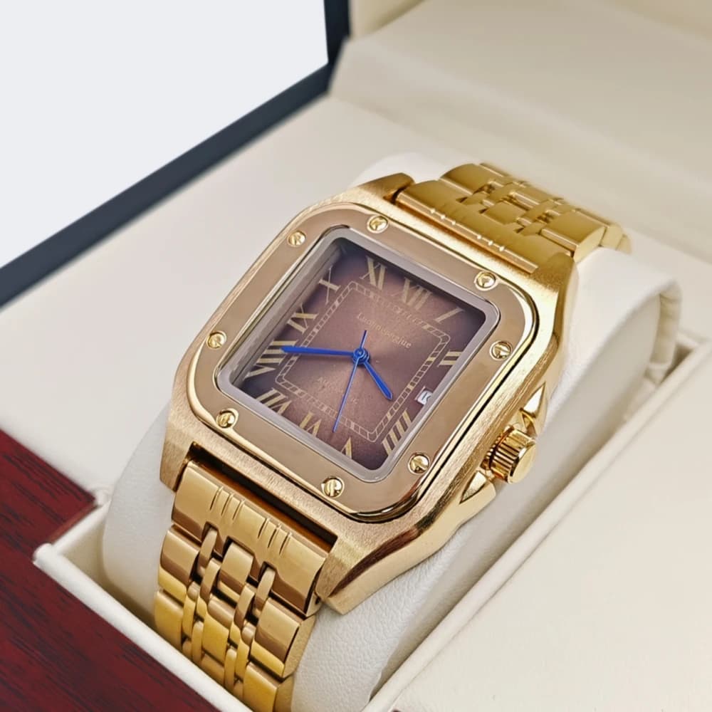 ساعة رجالية ميكانيكية عالية الجودة بتصميم مربع، لف تلقائي، هيكل عظمي، سوار من الفولاذ المقاوم للصدأ، مع عرض التقويم، سلسلة دبابة بأسلوب أوروبي وأمريكي، ساعة أنيقة وعصرية للرجال، هدية مثالية للحبيب في عيد الحب - 5