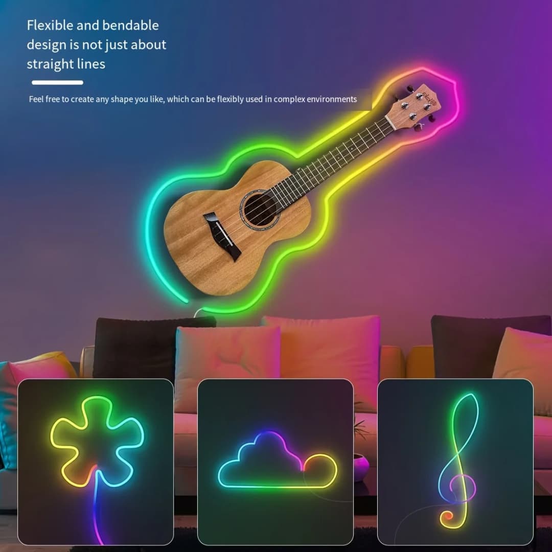 5V Smart RGB Neon Light Strip USB App/Remote Control Music Sync Waterproof Flexible Neon Strip for Bedroom Game Party Decoration - 4