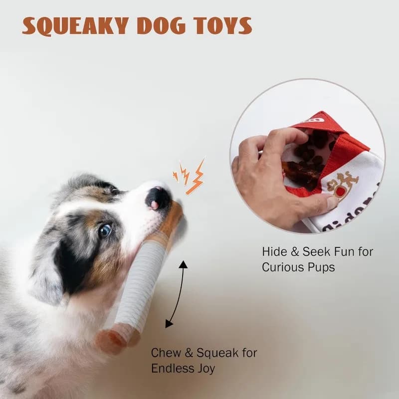 Funny Interactive Plush Dog Toys Creative Cigarette Interactive Giggles Dog Toys Funny Plush Chewing Toy Cigaret Box Pet Gifts - 4