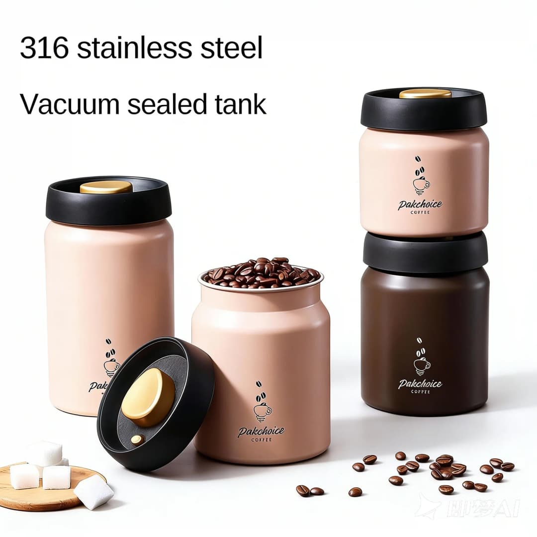 Vacuum Coffee Bean Storage Container Stainless Steel Airtight Canister Coffee Grinder Spice Food Storage Jar Kitchen Tool - 4
