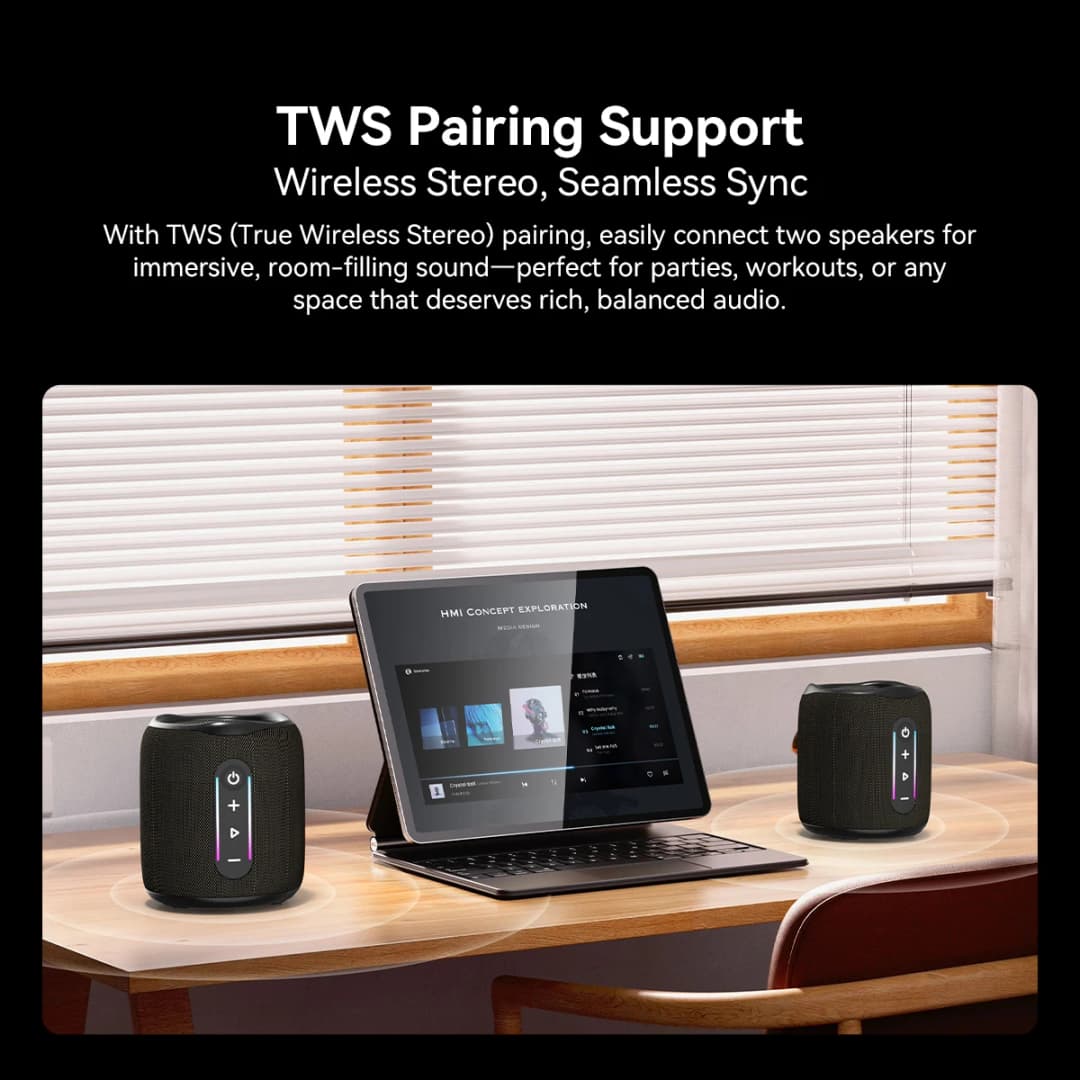 Blackview AuraBass 2 Portable Bluetooth Speaker, IPX7 Waterproof, 1800mAh, 7H Playtime, BT 5.3 for Outdoor, Camping, Travel - 3