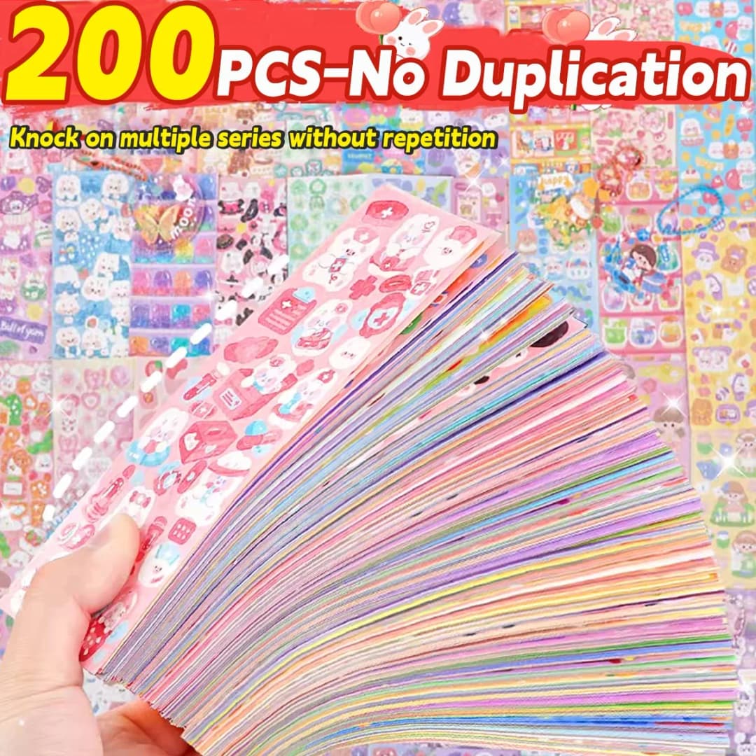 20-200 PCS Goo Card Cute Stickers Kawaii Cartoon Laser Sticker No repeat for Diary Kid DIY School Students Decoration Stationery - 6