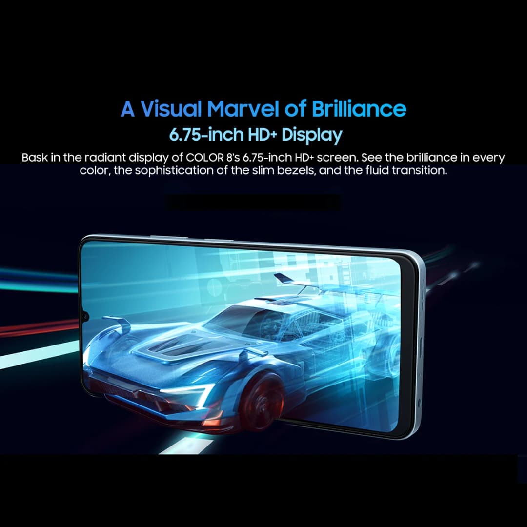 هاتف بلاك فيو كولور 8 الذكي، أندرويد 13، شاشة 6.75 بوصة بمعدل تحديث 90 هرتز، ذاكرة داخلية 128 جيجابايت/256 جيجابايت، كاميرا خلفية 50 ميجابكسل، بطارية 6000 مللي أمبير، شحن سريع 18 واط، GPS - 3