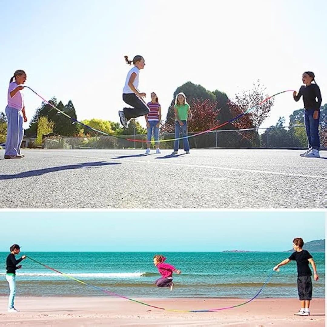 5m Children Group Skipping Rope Rainbow Long  rope Students Speed Skipping Rope -fit Jump Rope With Anti-Slip Handle - 6