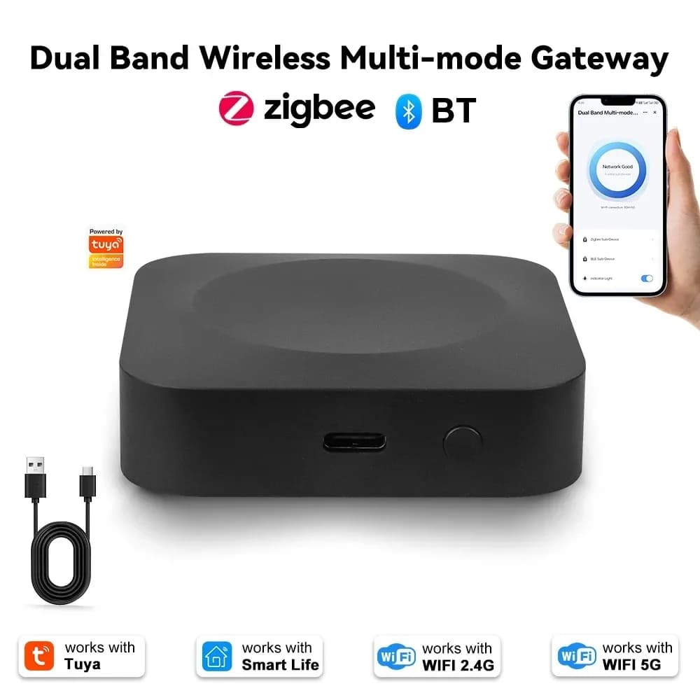 بوابة Tuya Zigbee بلوتوث، مركز واي فاي 2.4G/5G، أتمتة محلية، نطاق 40 متر، يعمل مع Tuya Smart Life للتحكم في المنزل بالكامل - 5