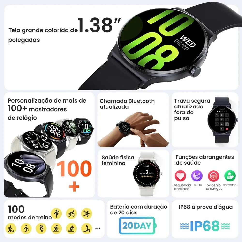 HAYLOU Solar Lite Voice Calling Smart Watch 1.38" HD Screen 24H Health Monitor 100+ Sports Modes 100+ Watch Faces Smartwatch - 2