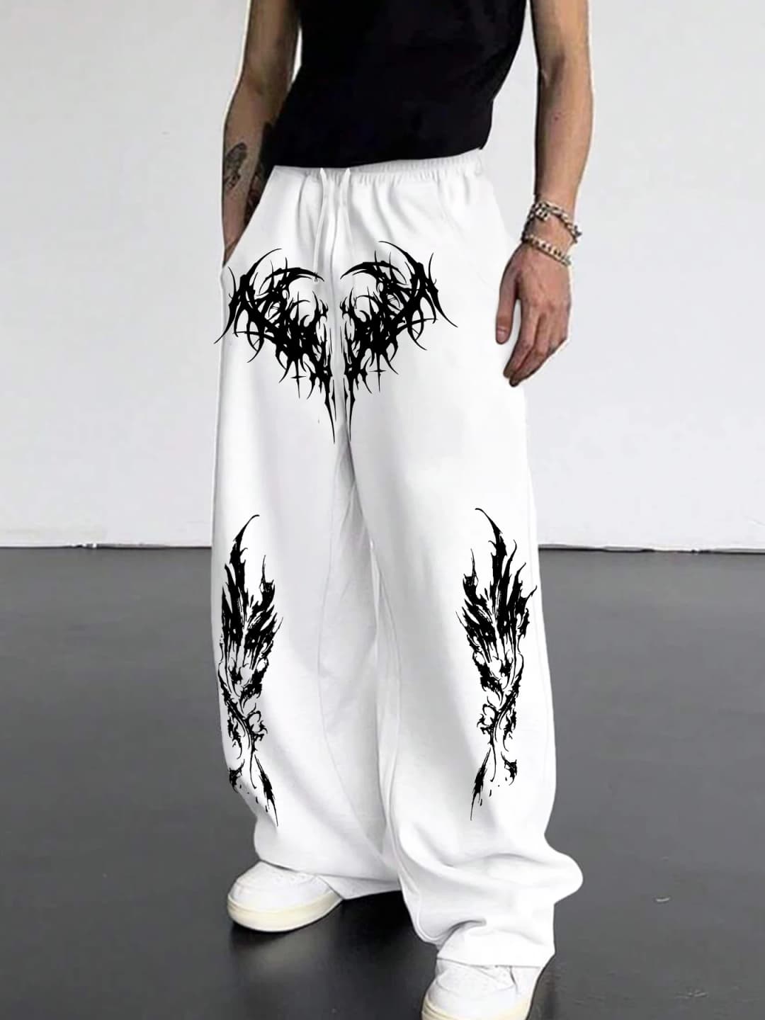2026 Fashion New Cool Dark Striped Gothic Style Loose Straight Pants Outdoor Men's and Women's Sports Street Casual Pants - 3