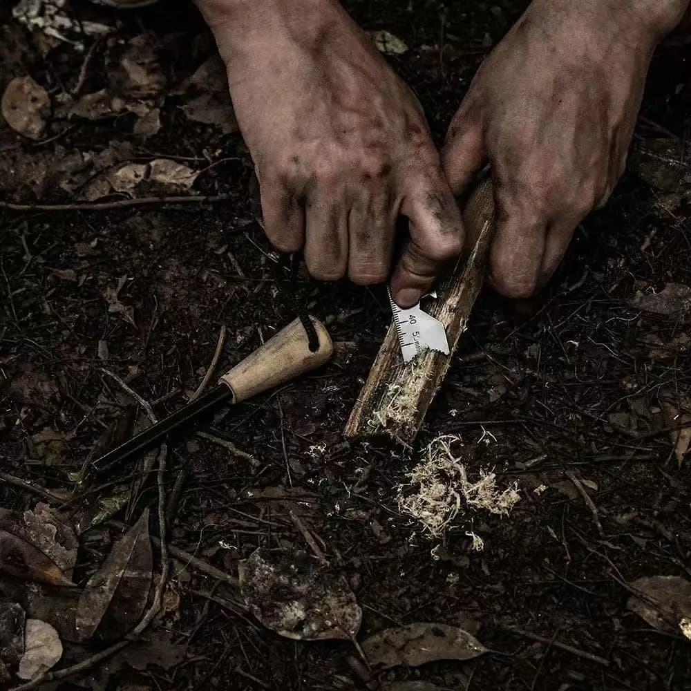 New Wilderness Survival Portable Flint Kit - Magnesium Fire Starter Stick with Wooden Handle for Camping Outdoor Equipment Tool - 5