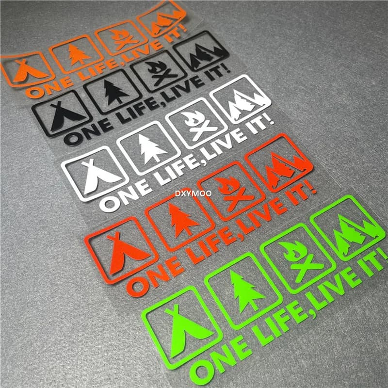 ملصق سيارة متحمس للتخييم في الهواء الطلق من One Life Live It، ملصق رباعي للبقاء على قيد الحياة في البرية، مناسب لجسم السيارة والنوافذ - 4