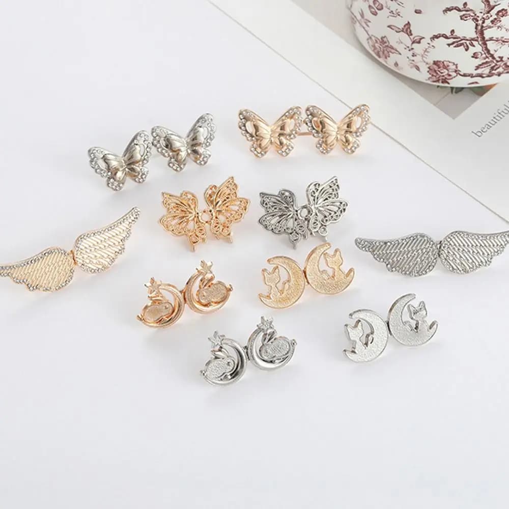 Exquisite Nail-free Butterfly Button Adjuster Invisible Cat Waist Buckle Wing Pants Tightener Unisex