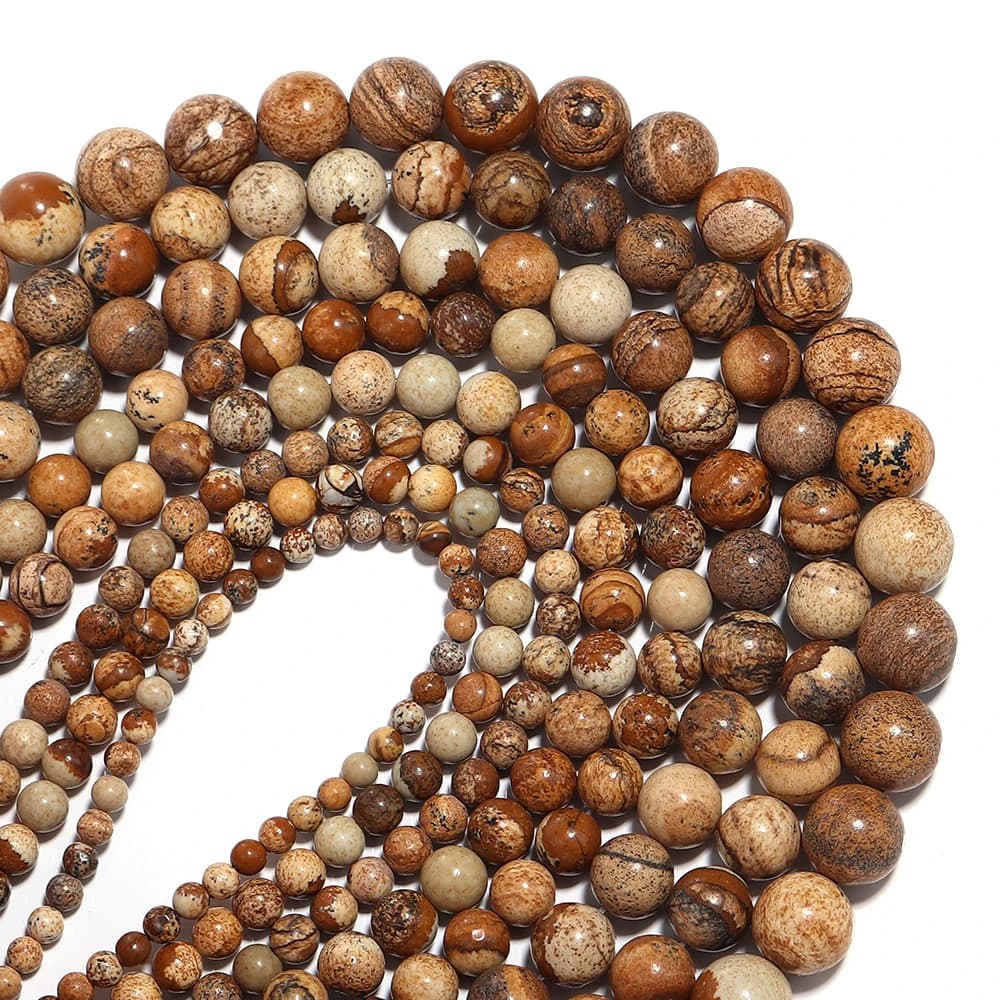Natural Picture Jasper Stone Beads Round Gem Bead for Jewelry Making DIY Bracelets Necklace Beaded Accessories 4/6/8/10/12mm