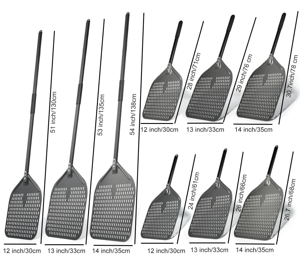 SHANGPEIXUAN 12 "قشر البيتزا الصلب بأكسيد مع مجموعة مجرفة تحول البيتزا مستطيلة مثقوبة الألومنيوم بيتزا قشر مقبض سيليكون - 6