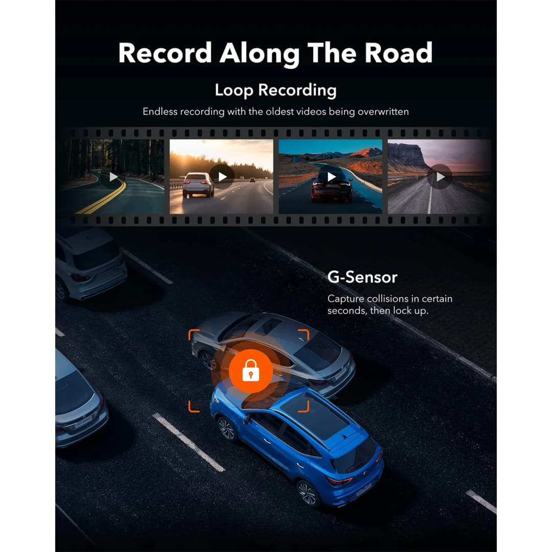 كاميرا لوحة قيادة WOLFBOX G930 بشاشة 10 بوصة وواي فاي، مسجل فيديو عالي الدقة 4K، كاميرا مرآة بزاوية رؤية 140 درجة، مسجل فيديو بشاشة لمس مع عرض وقوف السيارات لمدة 24 ساعة - 5