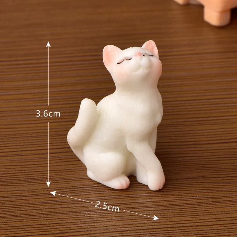 1pc Resin Cats Ornament Kitten Figurine Animal Miniature Fairy Garden Doll House Decoration DIY Micro Landscape Home Decor - 5