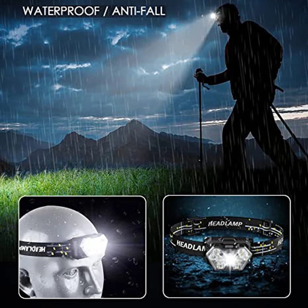 9 Led Strong Light Headlamp USB Rechageable Motion Sensor Headlight Portable Fishing Camping Outdoor Head Lamp Work Flashlight - 6