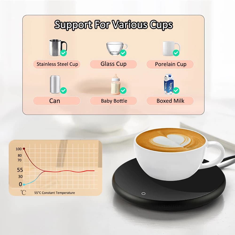 Mug Warmer USB Cup Warmer Coffee Cup Heater Thermostatic Heating Coaster Cup Electric Milk Tea Coffee Mug Warmer for Office Home - 4