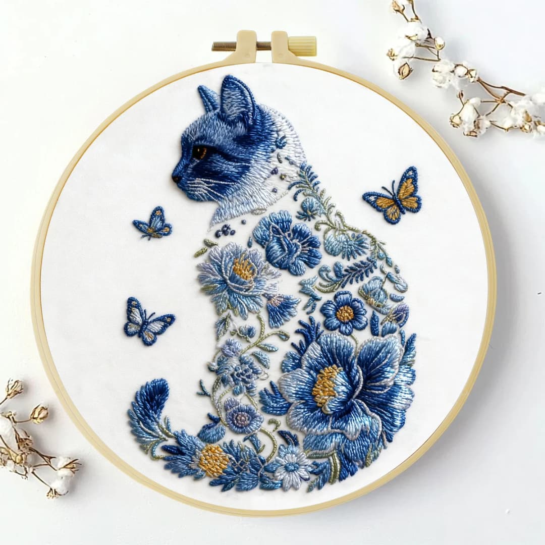 1pc 20X20CM/15X15CM 7.87/6.3inch cat Embroidery Starter Kit DIY kit DIY embroidery kit manualidades Needle Art Sewing Art - 3