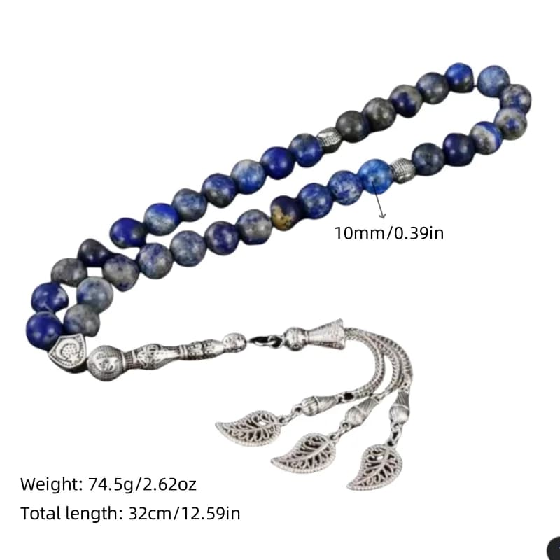 Muslim Rosary Bracelet 10mm natural Lapis Lazuli 33 prayer Beads TASBIH Middle Eastern Men and Women prayer hands - 6