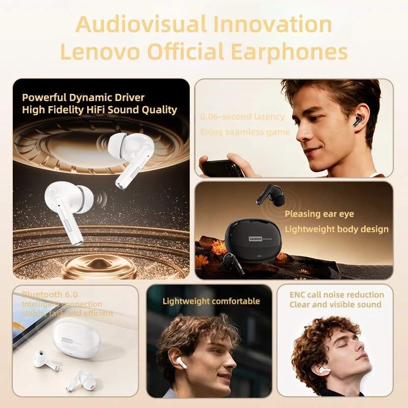  Lenovo LE257 TWS Wireless Bluetooth 6.0 Headphones HiFi Sound ENC Call Noise Reduction Earphone Gaming Sports Headset With Mic - 2