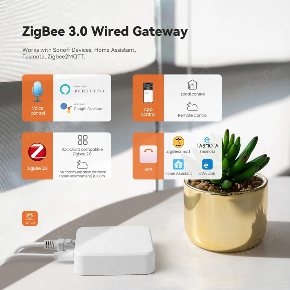 مركز بوابة ذكي ZigBee 3.0 تطبيق eWeLink أتمتة المنزل الذكي جسر إيثرنت يعمل مع Tasmota Zigbee2MQTT مساعد المنزل - 2