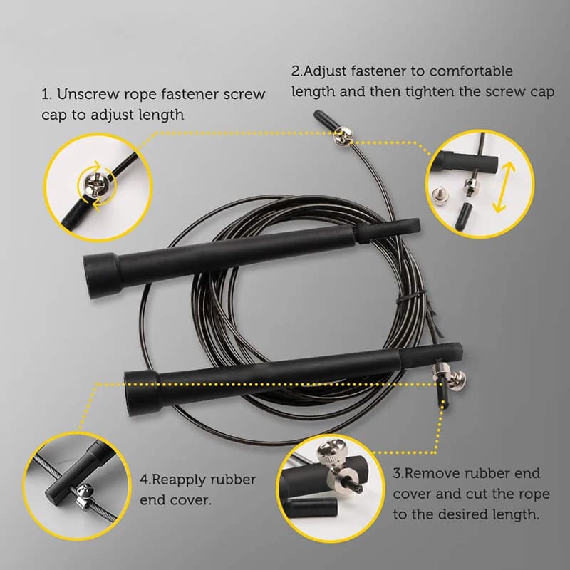 حبل قفز سريع احترافي مع محامل كروية دوارة 360 درجة - حبل قابل للتعديل بطول 3 أمتار للياقة البدنية وتدريبات MMA - 5