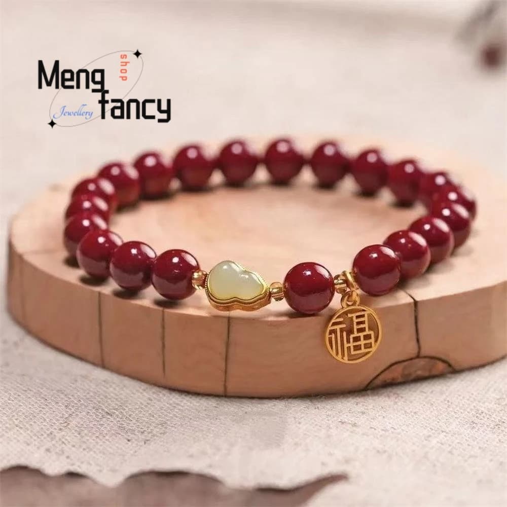 The New Natural Hetian Jade Fulu Fortune Peace Gourd Bracelet Retro Charm Fashion Fine Jewelry Best Selling Couple Holiday Gifts - 4