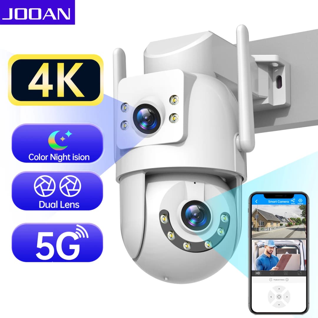 كاميرا Jooan بدقة 4K و8 ميجابكسل HD بتقنية Wifi PTZ، خارجية، 5G Wifi، عدسة مزدوجة، كاميرات IP أمنية، تقريب 5X، تتبع الذكاء الاصطناعي، متوافقة مع ONVIF CCTV