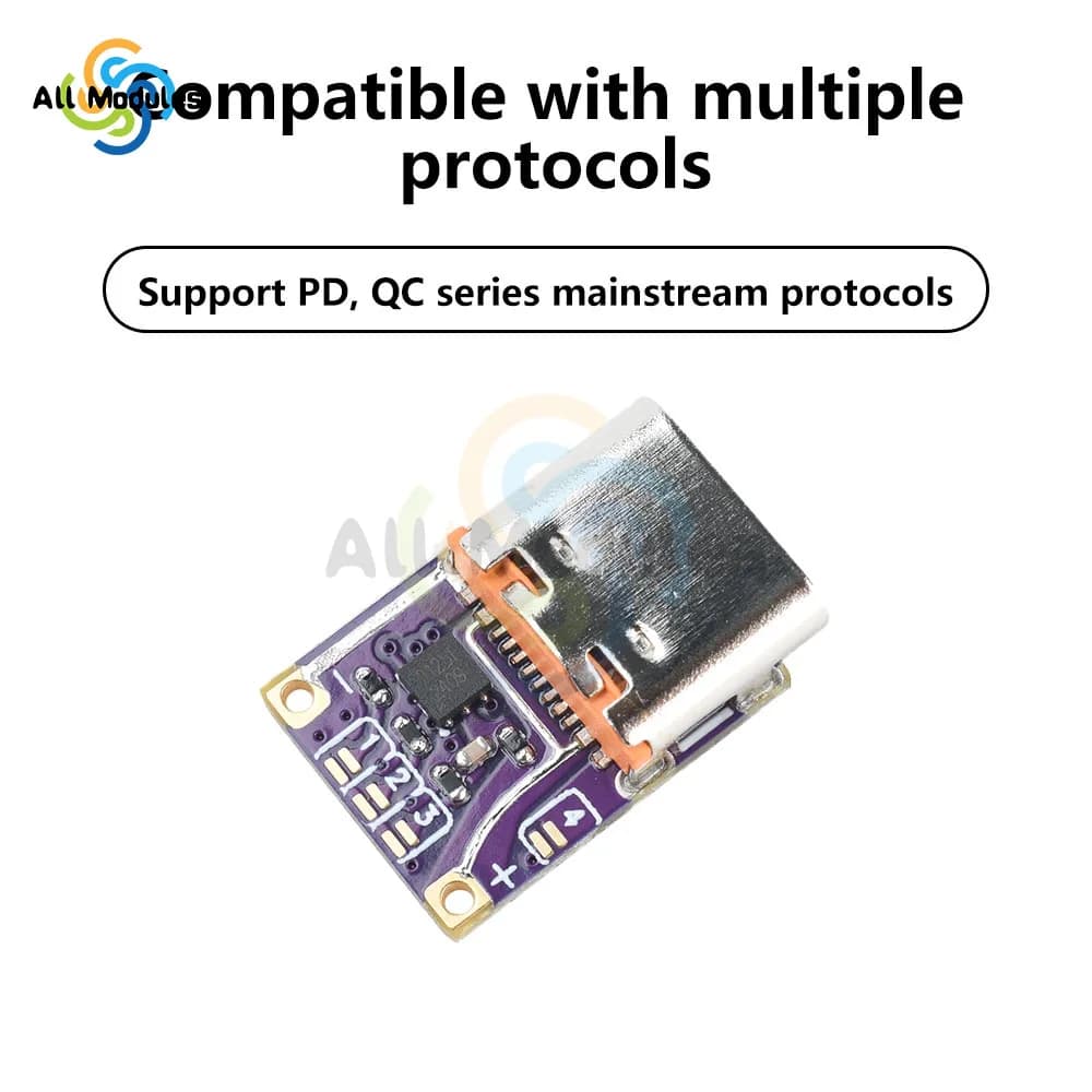 وحدة شحن سريع PD QC نوع-C وحدة تحفيز شحن سريع 5V-20V/20V-48V إخراج لبنك طاقة DIY - 5
