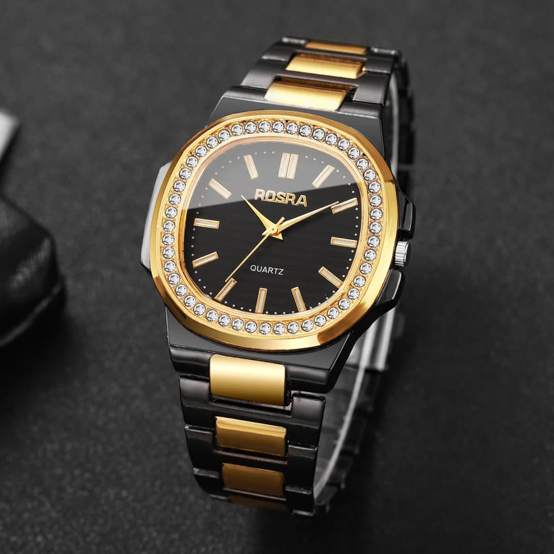 Luxury Rhinestone Men Business Watches Fashion Square Dial Steel Band Male's Quartz Wristwatch Reloj Hombre（Without Box） - 5
