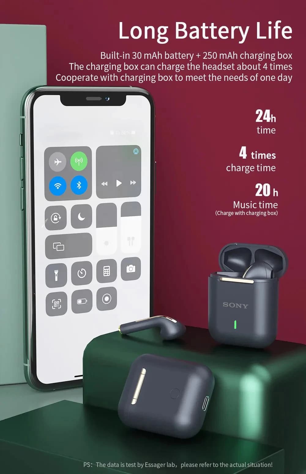 سماعات أذن بلوتوث لاسلكية SONY J18 هاي فاي ستيريو داخل الأذن مع ميكروفون مقاومة للماء تعمل باللمس مع تقليل الضوضاء - 5