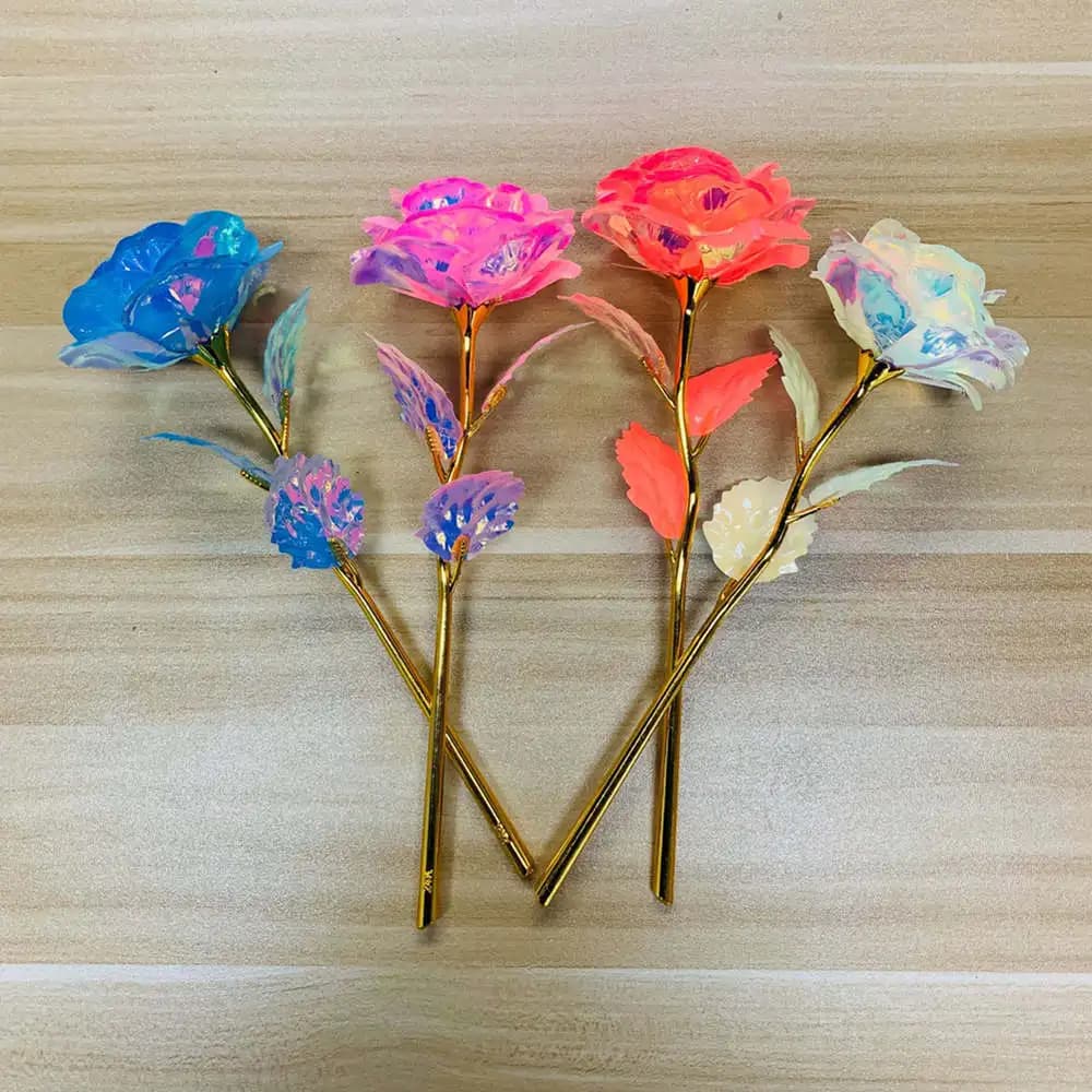 Rose 24k Gold Foil Rose Mother'S Day Gifts Rose-Shaped Eternal Rose Flower For Valentine'S Day Couple Gift Christmas Halloween - 3