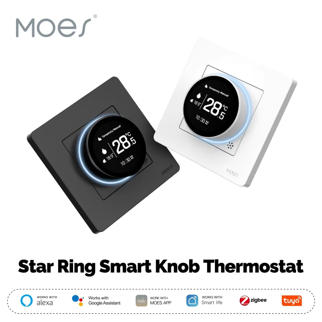MOES Tuya ZigBee Smart Knob Thermostat Star Ring Series Temperature Controller Water Boiler Electric Heating With Alexa Google