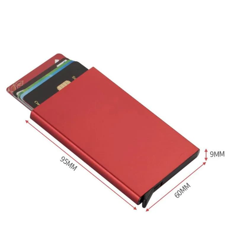 Rfid Smart Wallet Card Holder Metal Thin Slim Men Women Wallets Pop Up Minimalist Id Card Case Small Black Purse Wallets for Men - 4