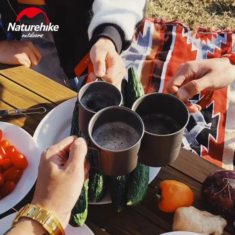 Naturehike Titanium Cup Camping Mug Tourist Tableware Picnic Utensils Outdoor Kitchen Supplies Travel Cooking Cookware Pan Bowl - 5
