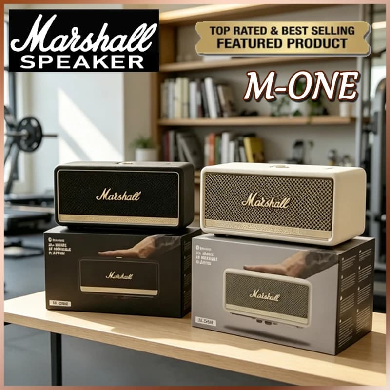 سماعة بلوتوث محمولة Marshall M-ONE، لاسلكية، مقاومة للماء IP67، مضخم صوت بجهير غني، مثالية للتنزه والتخييم والاستخدام المنزلي