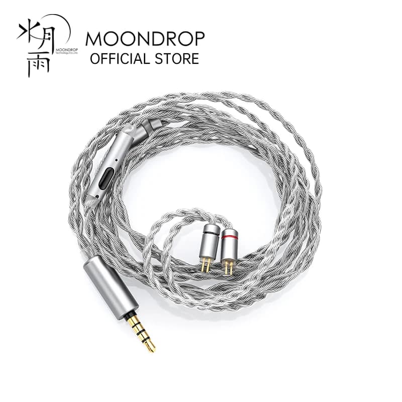 كابل ترقية ميكروفون MOONDROP MC2 بطول 3.5 ملم و0.78 ملم و2 دبوس من النحاس الخالي من الأكسجين والطلاء الفضي