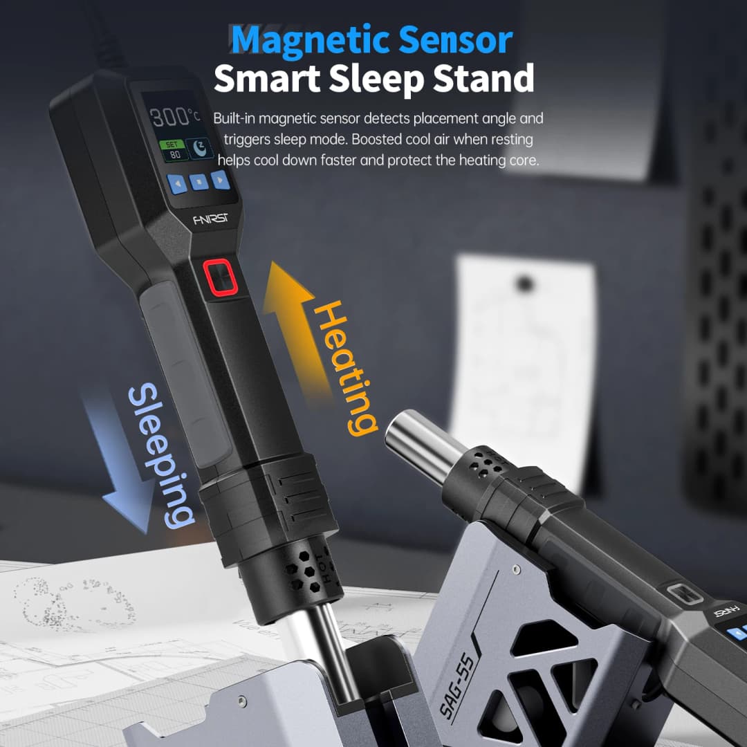 FNIRSI SAG-55 مايكرو مسدس هواء ساخن 550 واط مع حامل بغا إعادة العمل LCD مجفف الشعر الرقمي لحام الحرارة بندقية لأدوات إصلاح اللحام - 6