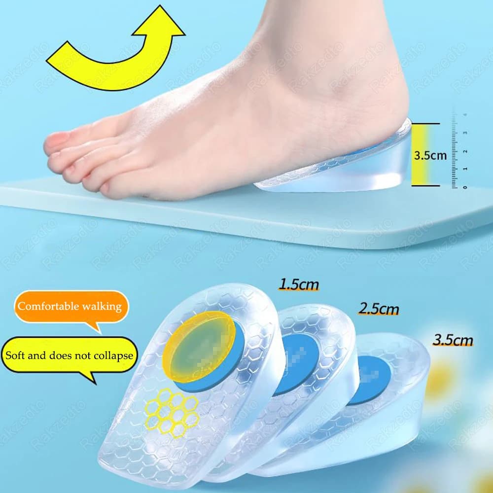 Silicone Height Increase Insoles for Men Women Shoes Inserts Invisible Heightening Insoles for Shoes Heel Lift Gel Foot Pads - 5