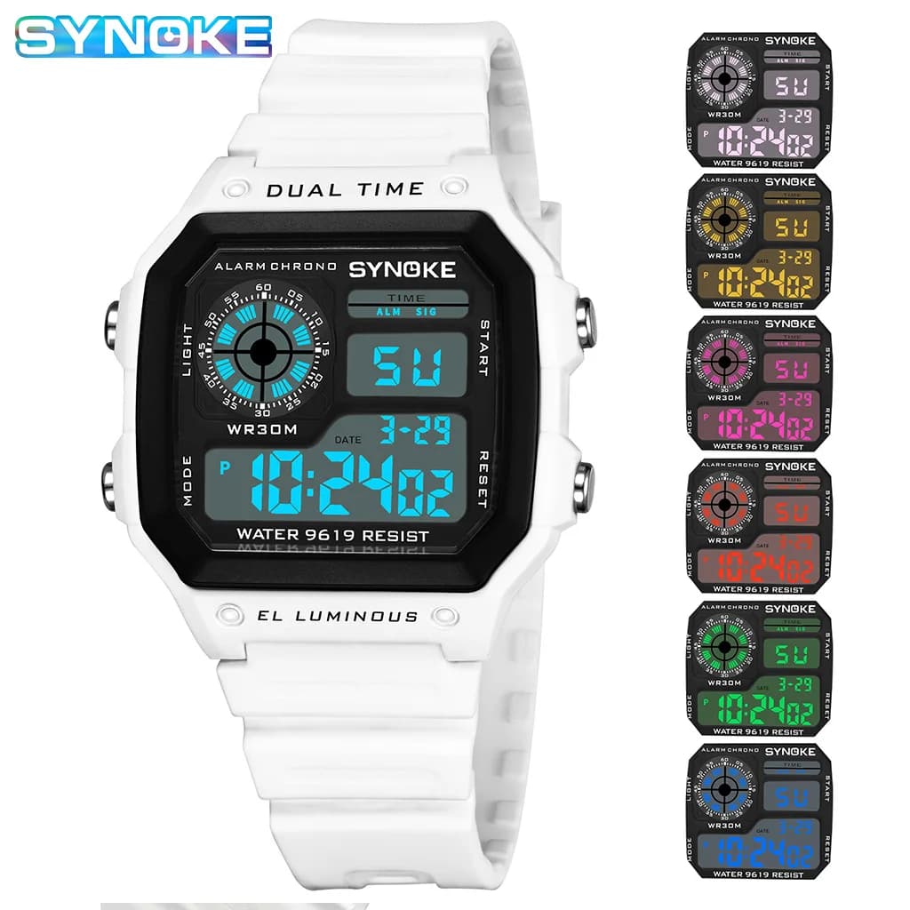 SYNOKE Digital Watches Men Sports Luminous Multifunction Waterproof Chrono Wristwatch Outdoor and Running Student Seven Light - 3