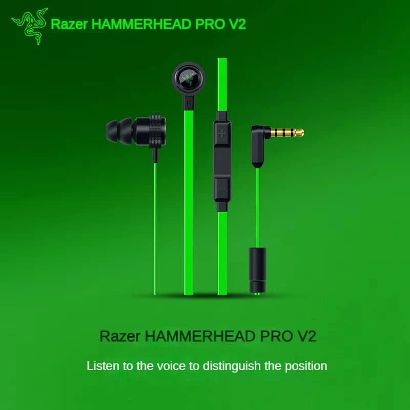 سماعات أذن Razer Hammerhead Pro v2 لأجهزة iOS وAndroid، تقنية مزدوجة مخصصة، ميكروفون مدمج وتحكم في الصوت - 2
